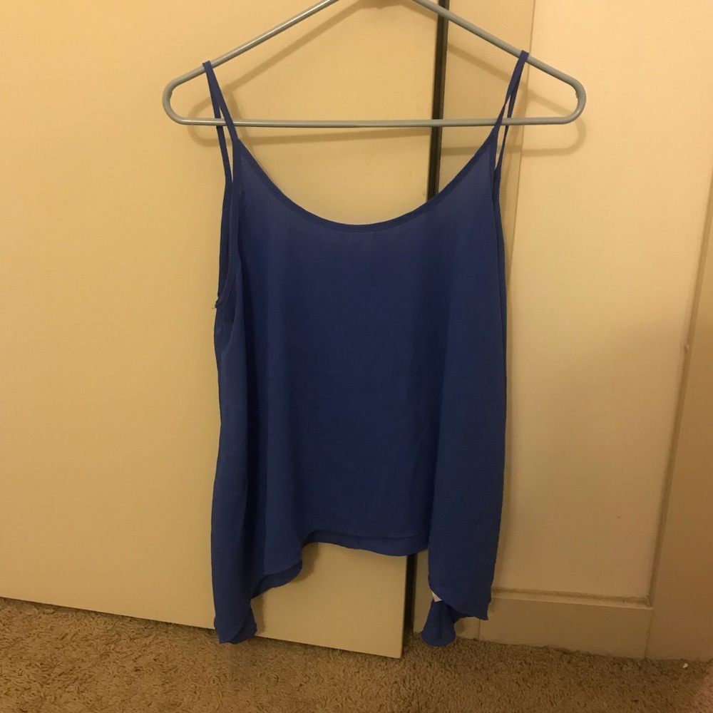 Blue Spaghetti Strap Flowy Tank Top Size Med